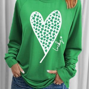 Green Heart Print Women's Top